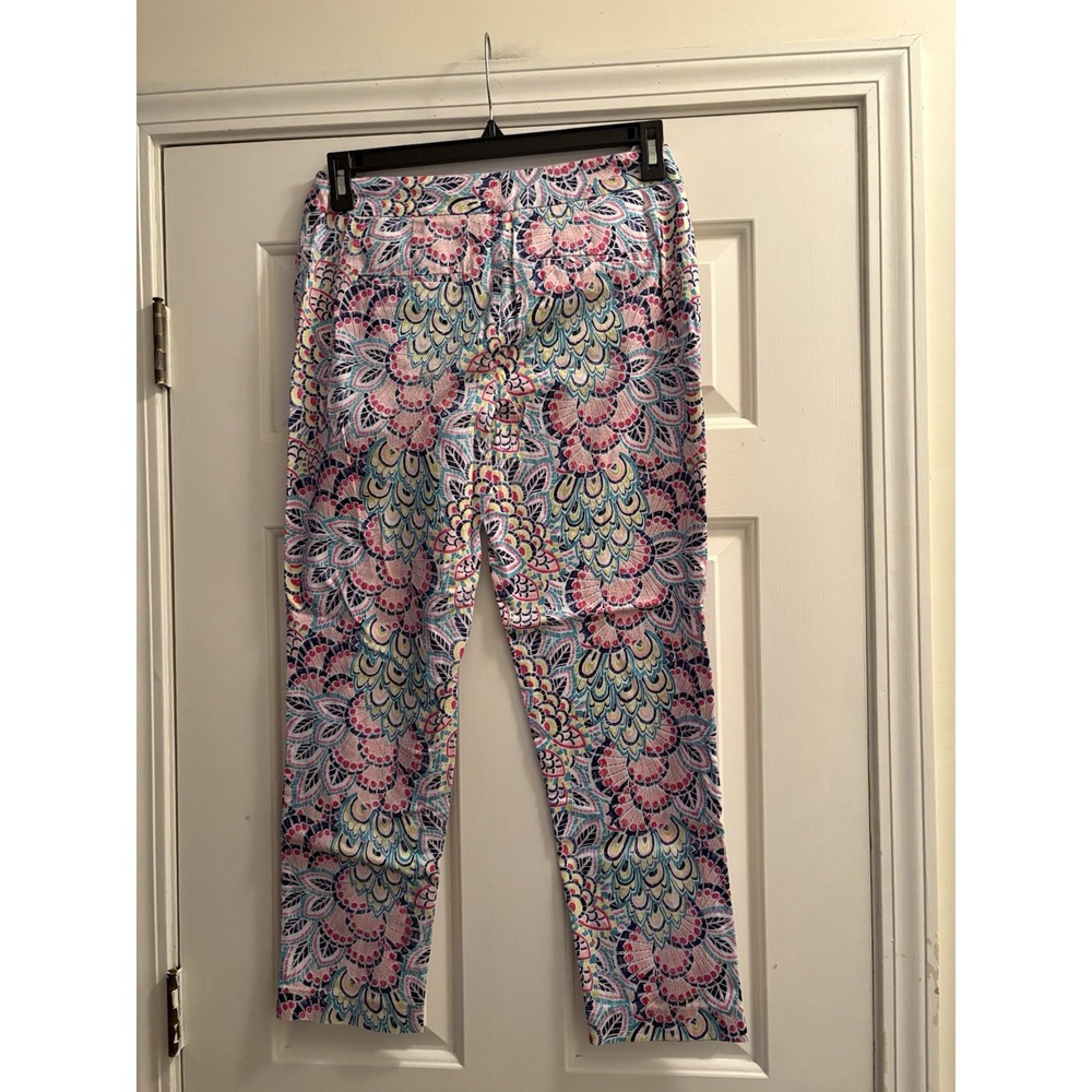 Pappagallo Floral Colorful Stretch Pants Size 8 Ankle Beach Party Fun Comfy - Picture 2 of 3